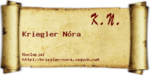 Kriegler Nóra névjegykártya