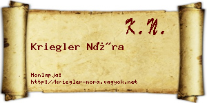 Kriegler Nóra névjegykártya
