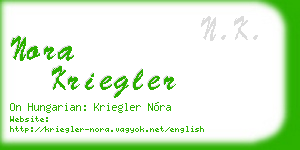 nora kriegler business card